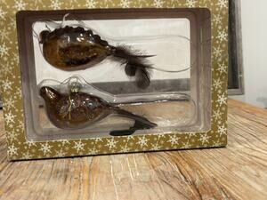Domain Timeless Holiday Collection Glass Bird Christmas Ornaments Set of 2 NIB